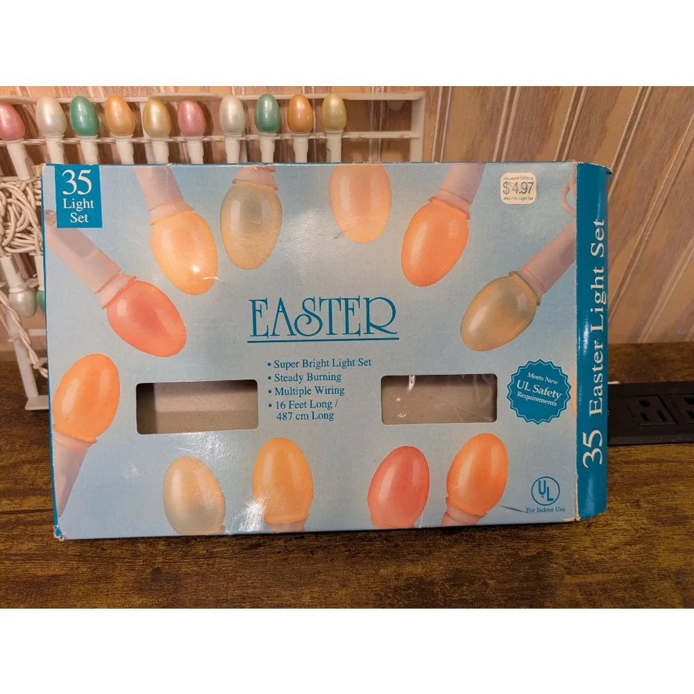 NWT Vintage Easter String Lights White Multicolor